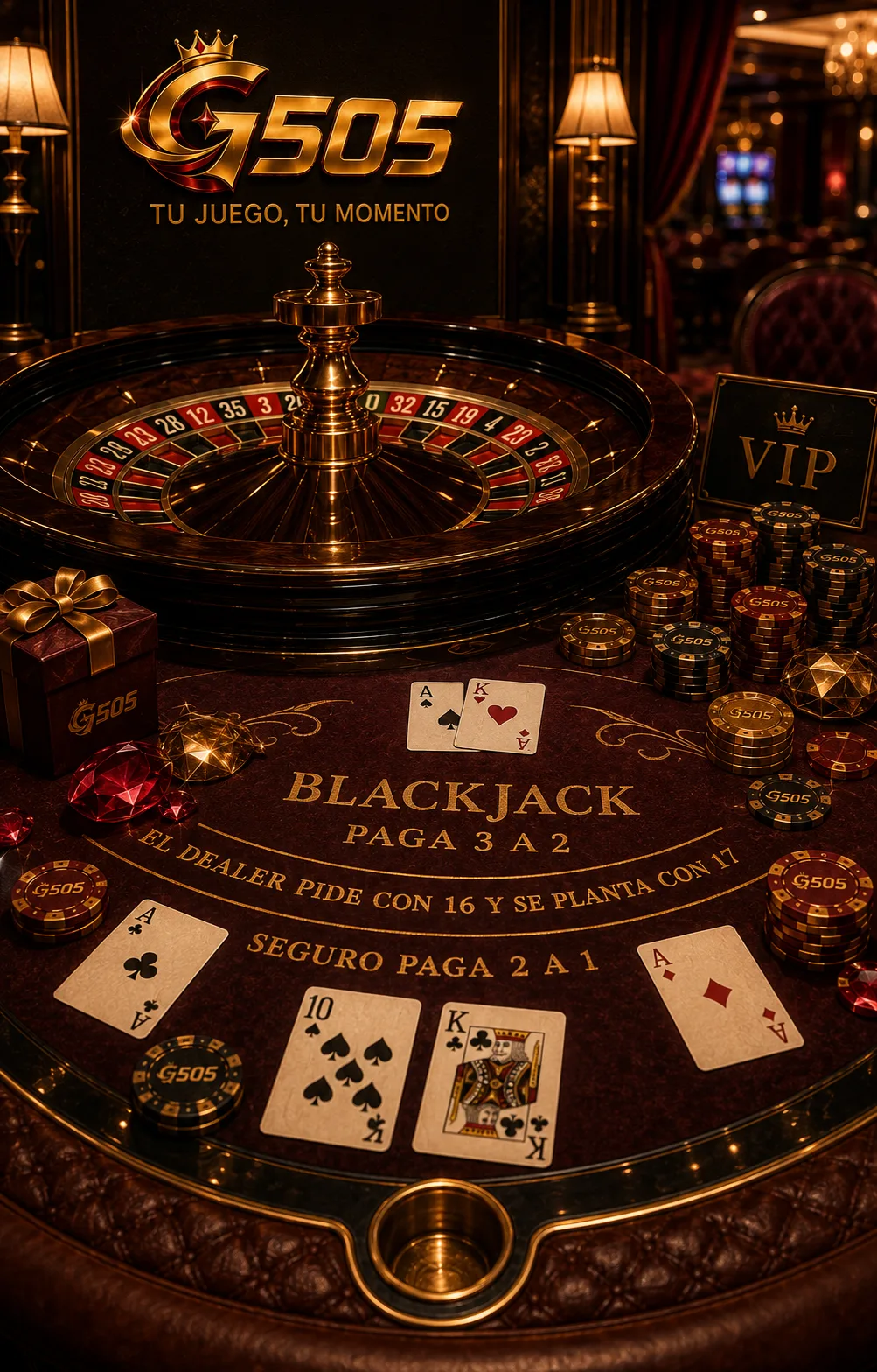 Mesa de ruleta y blackjack