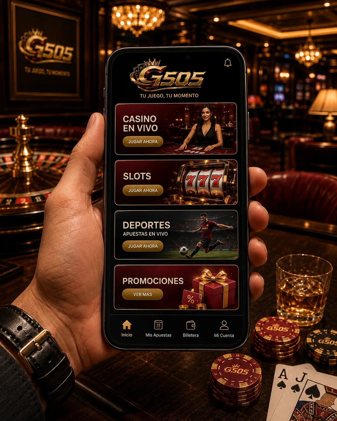 Lobby de casino en el celular