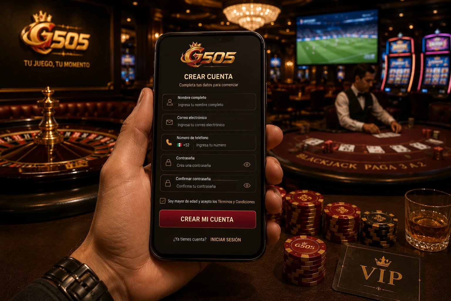 Creación de cuenta para casino y apuestas desde un teléfono